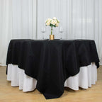Premium Polyester 90"x90" Table Overlay Square Tablecloth Black 220GSM Wrinkle-Resistant Table Cover