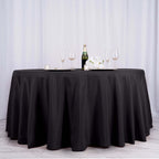 Polyester 132" Round Tablecloth Black - Seamless Chic Design for Grand Celebrations