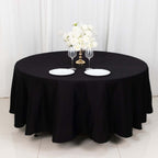 100% Cotton 108" Round Tablecloth Black Linen - Soft & Breathable Table Cover