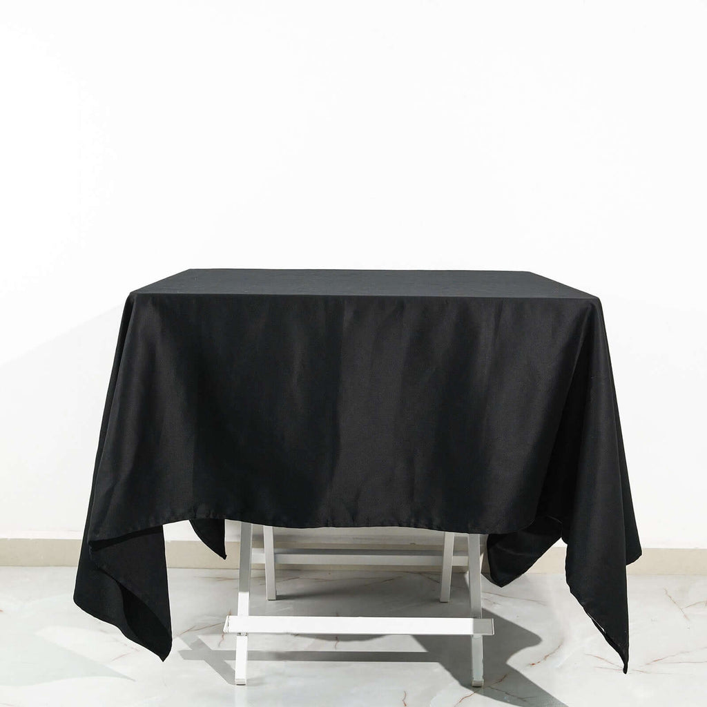 100% Cotton 70"x70" Square Tablecloth Black Linen - Soft & Breathable Fabric Table Cover