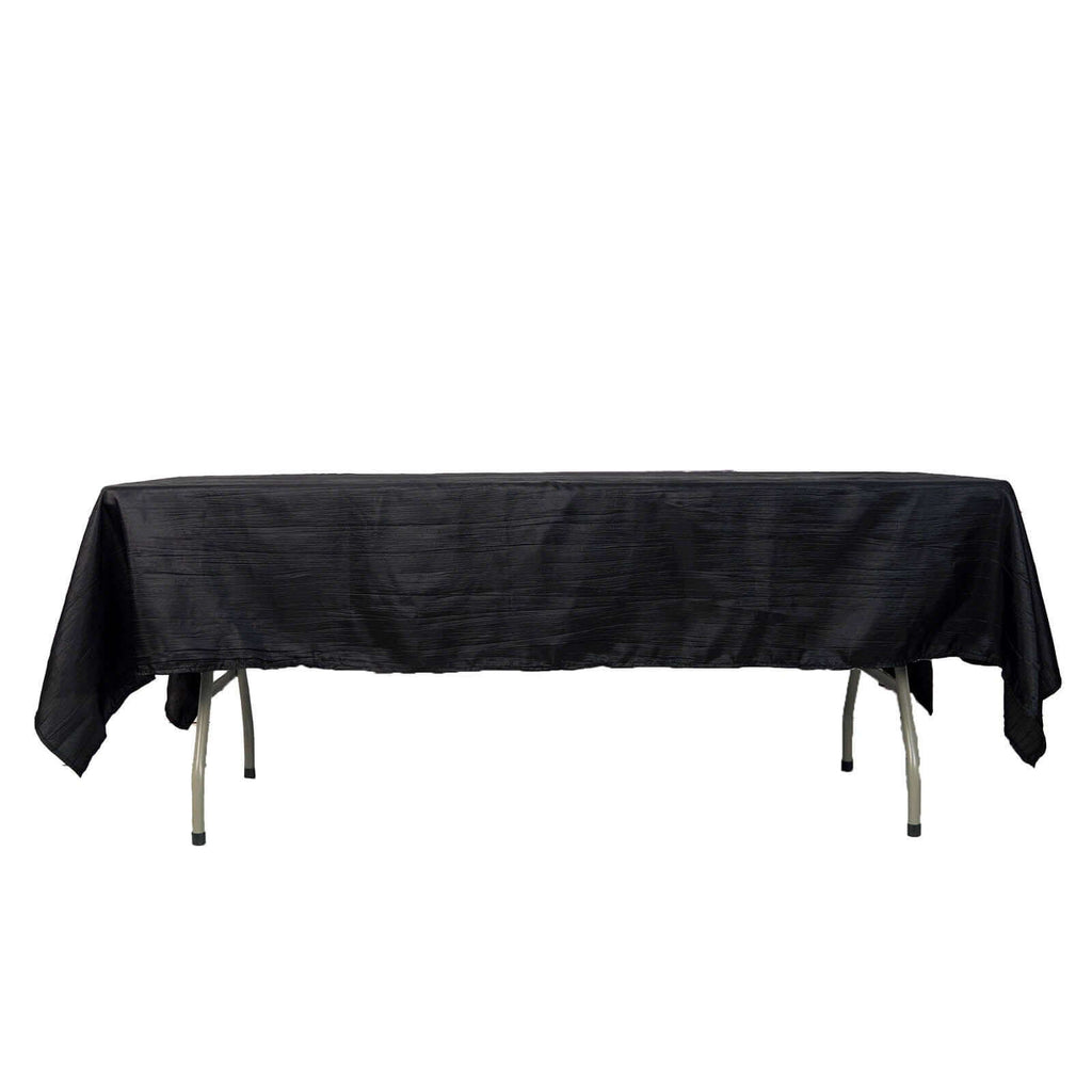 Taffeta 60"x102" Rectangle Tablecloth Black - Accordion Crinkle Table Cover