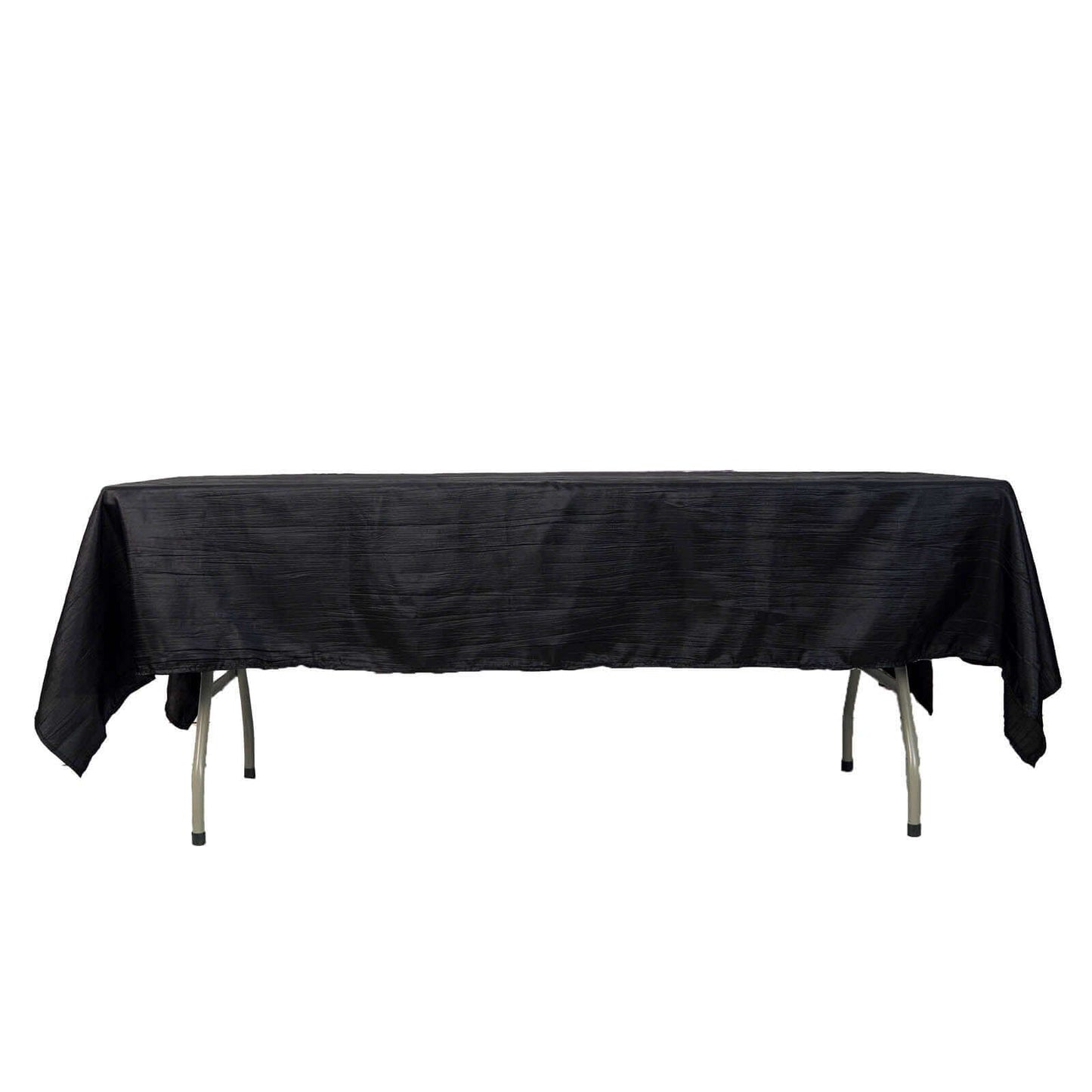 Taffeta 60"x102" Rectangle Tablecloth Black - Accordion Crinkle Table Cover