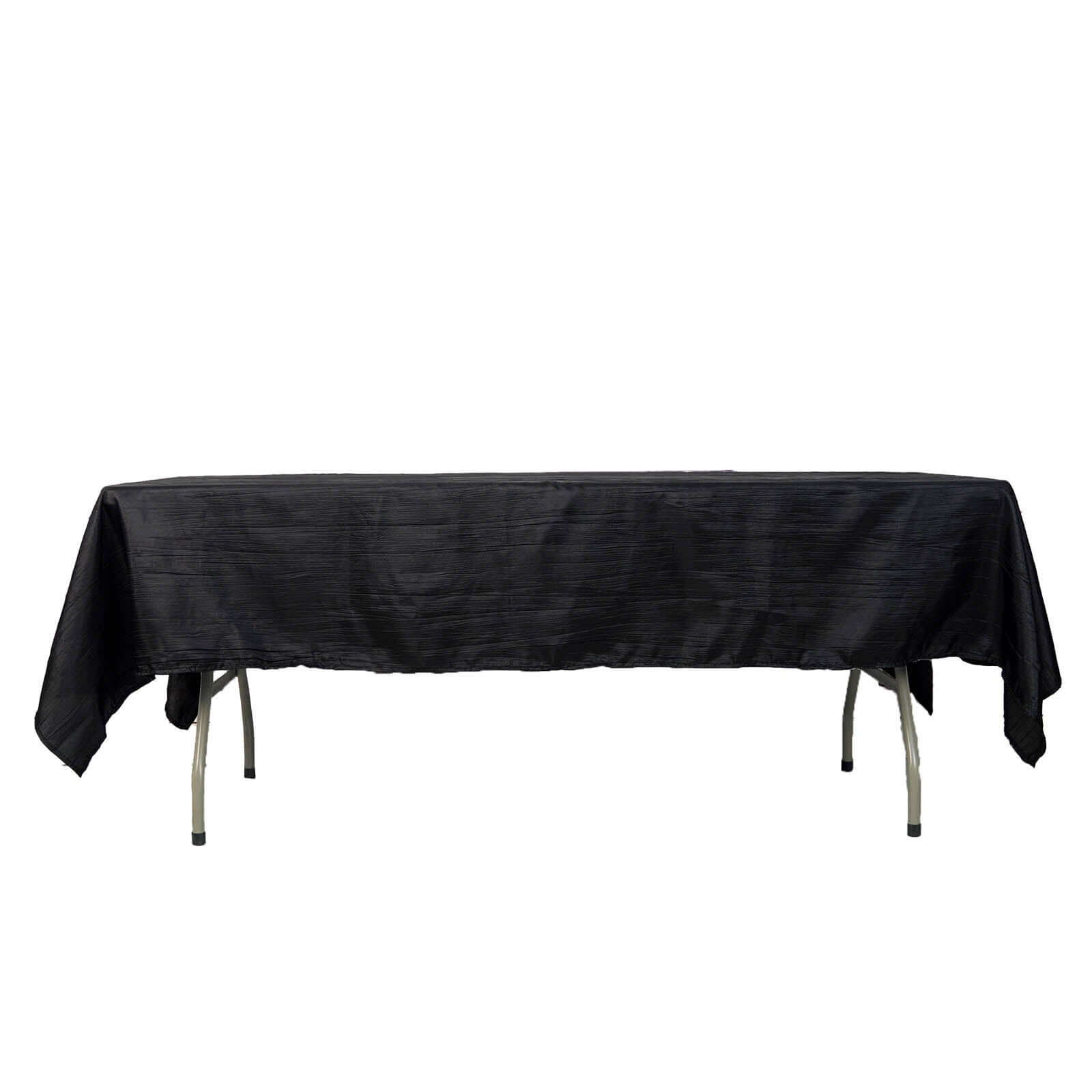 Taffeta 60"x102" Rectangle Tablecloth Black - Accordion Crinkle Table Cover