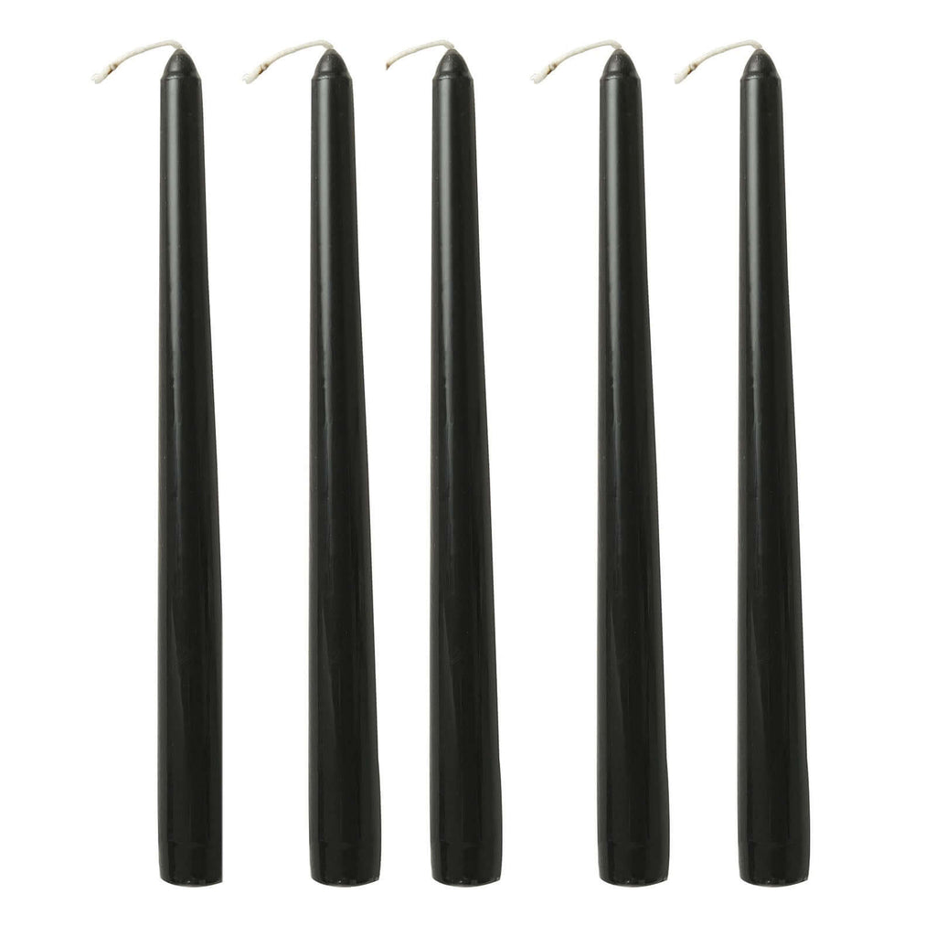 10-Pack Taper Candles Premium Wax Design Black - Unscented Candles for Upscale Settings 10"