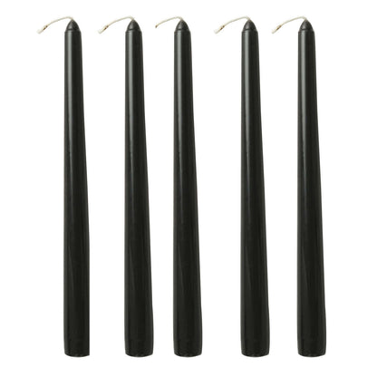 10-Pack Taper Candles Premium Wax Design Black - Unscented Candles for Upscale Settings 10"