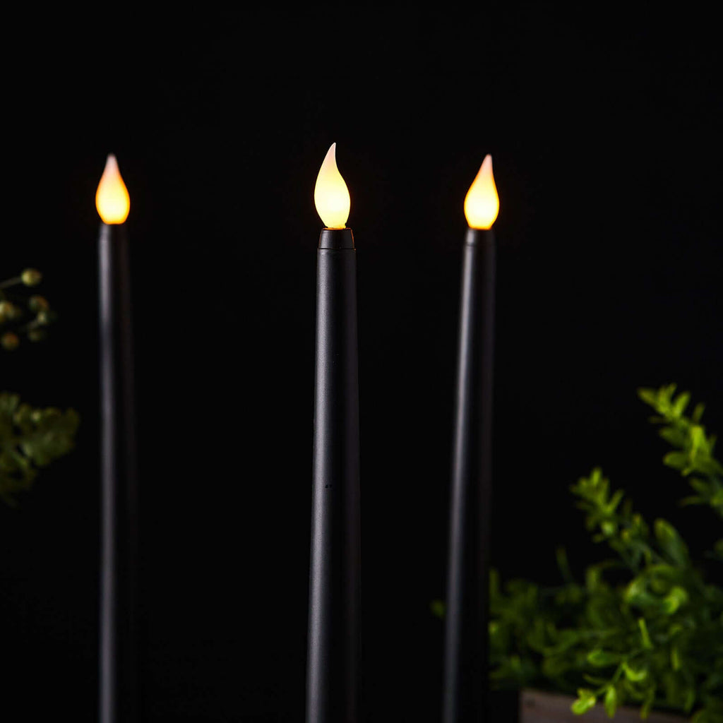 3-Pack LED Decorative Lighting Warm Flickering Black - Flameless Taper Candles 11"