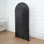 6ft Black Shimmer Tinsel Spandex Chiara Backdrop Stand Cover For Fitted Round Top Wedding Arch