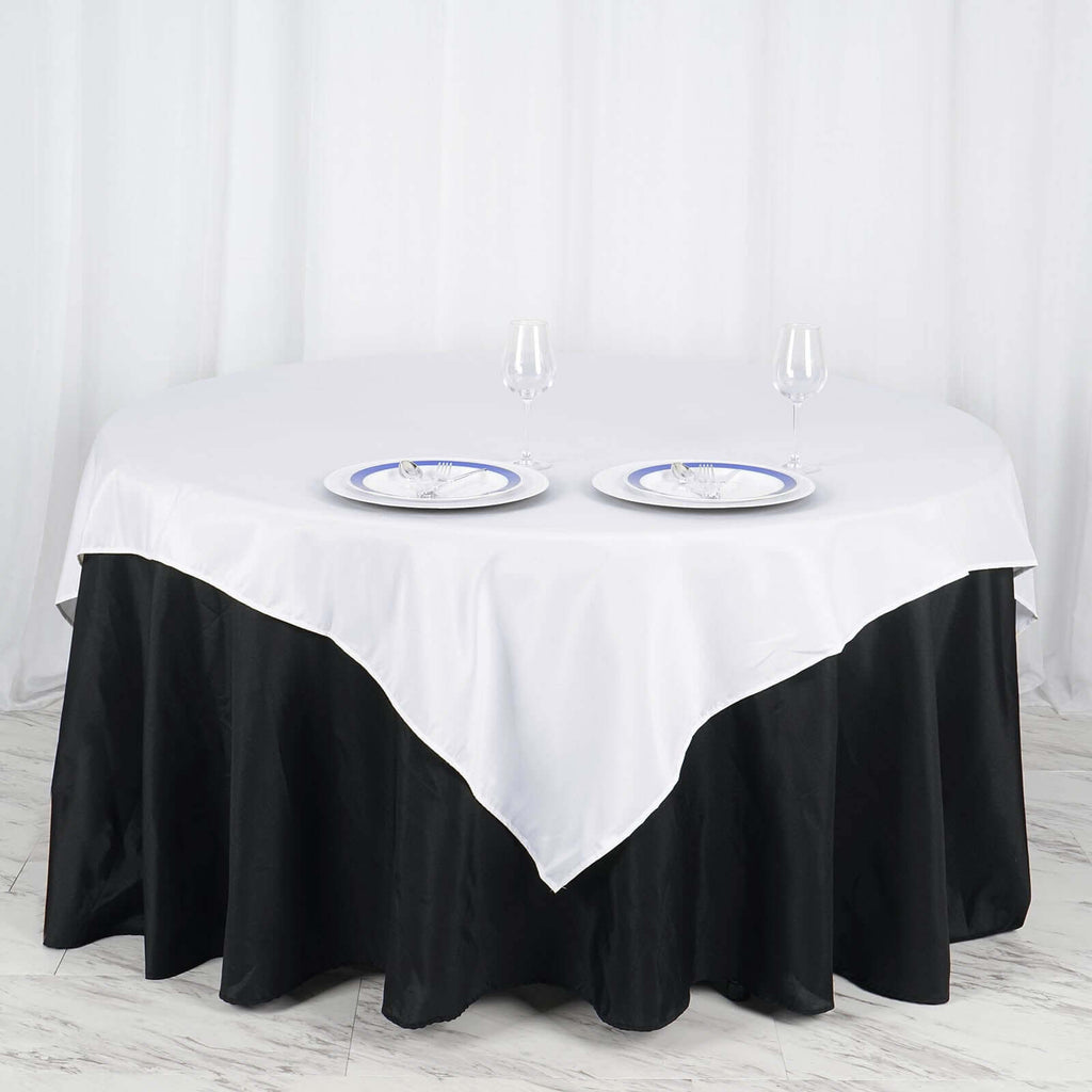 Polyester 70"x70" Table Overlay Square Tablecloth White - Wrinkle-Resistant & Durable Table Cover for Events