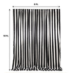 Black White Striped Satin Backdrop Curtain Drapery, Glossy Event Photography Background Room Divider Curtain Panel - 8ftx10ft - Bell Racket Store