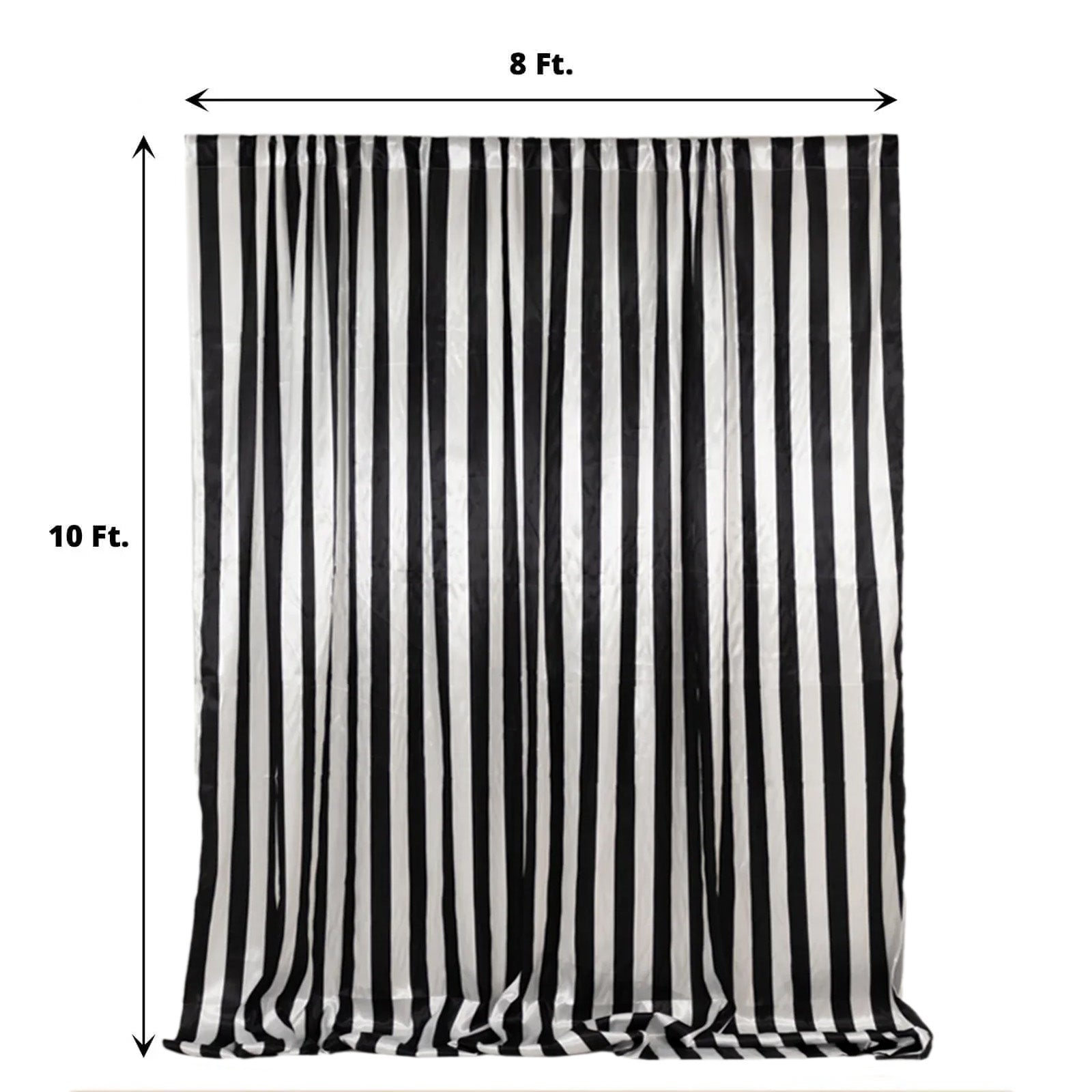 Black White Striped Satin Backdrop Curtain Drapery, Glossy Event Photography Background Room Divider Curtain Panel - 8ftx10ft - Bell Racket Store