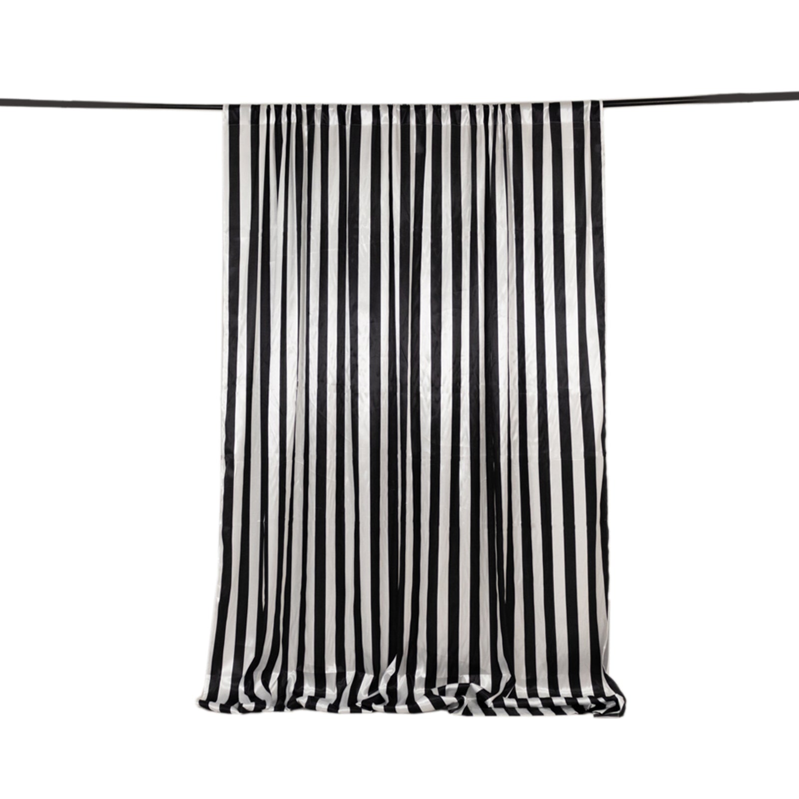 Black White Striped Satin Backdrop Curtain Drapery, Glossy Event Photography Background Room Divider Curtain Panel - 8ftx10ft - Bell Racket Store