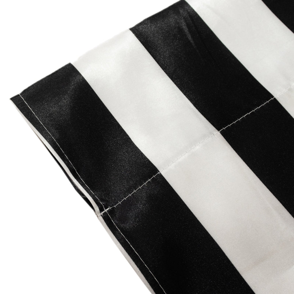Black White Striped Satin Backdrop Curtain Drapery, Glossy Event Photography Background Room Divider Curtain Panel - 8ftx10ft - Bell Racket Store