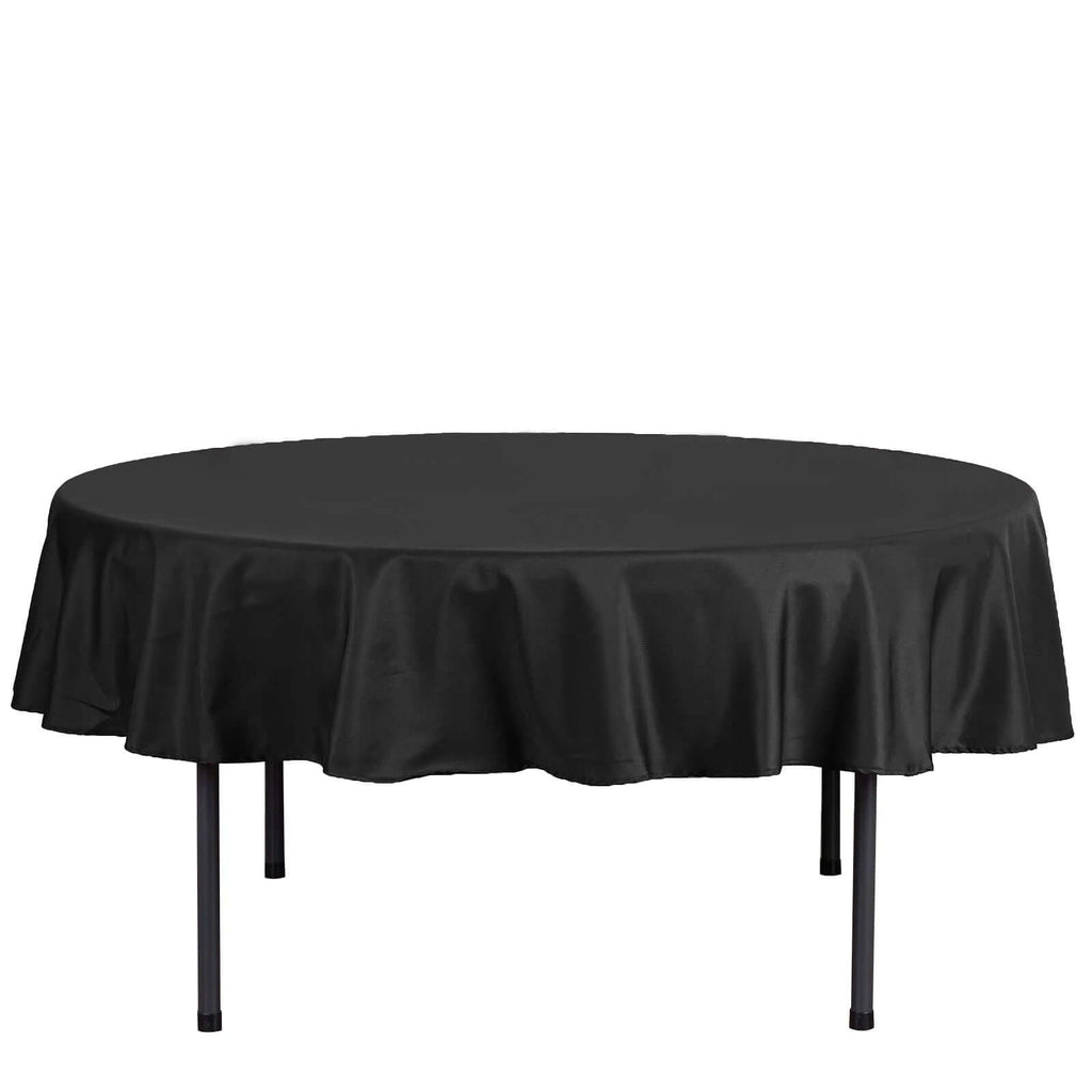 Polyester 70" Round Tablecloth Black - Durable & Wrinkle-Resistant Table Cover