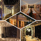 Blue 600 LED Twinkle Fairy Lights with 8 Modes, Plug In Connectable Curtain String Lights - 10ftx20ft - Bell Racket Store