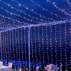 Blue 600 LED Twinkle Fairy Lights with 8 Modes, Plug In Connectable Curtain String Lights - 10ftx20ft - Bell Racket Store
