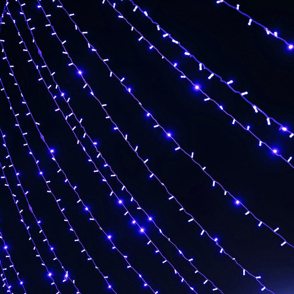 Blue 600 LED Twinkle Fairy Lights with 8 Modes, Plug In Connectable Curtain String Lights - 10ftx20ft - Bell Racket Store