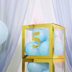 4-Pack Stickers Banner Custom 0-9 Number "5" Design Gold - Milestone Age and Date Stick-On Numbers 5"