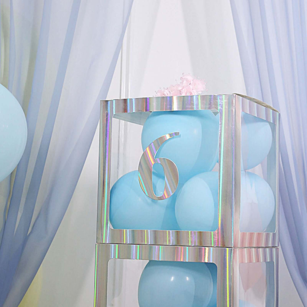 4-Pack Stickers Banner Custom 0-9 Number "6" Design Iridescent - Milestone Age and Date Stick-On Numbers 5"