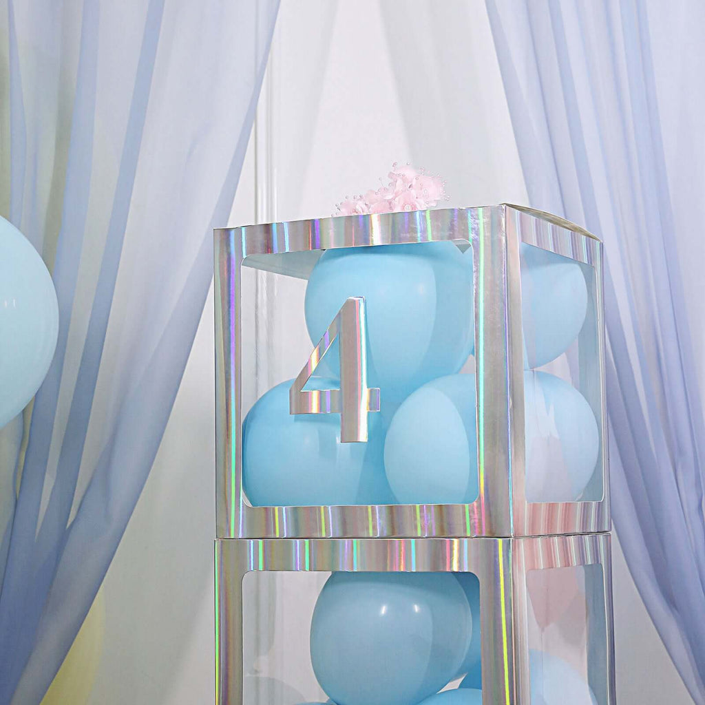 4-Pack Stickers Banner Custom 0-9 Number "4" Design Iridescent - Milestone Age and Date Stick-On Numbers 5"