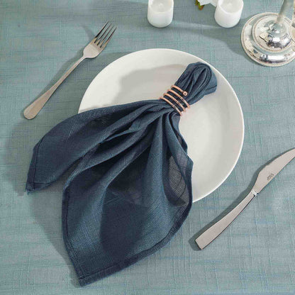 5 Pack Faux Linen 20"x20" Napkins Blue - Slubby Textured & Wrinkle Resistant Cloth Napkins