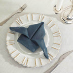 5 Pack Faux Linen 20"x20" Napkins Blue - Slubby Textured & Wrinkle Resistant Cloth Napkins