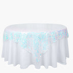 Sequin 72"x72" Table Overlay Square Tablecloth Iridescent Blue - Big Payette Table Cover
