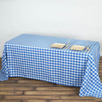 Polyester 90"x132" Rectangle Tablecloth White/Blue - Seamless Checkered Buffalo Plaid Table Cover