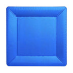10-Pack Disposable Square Charger Plates in Royal Blue with Leather Like Texture - 1100GSM Durable Paper Chargers 13"