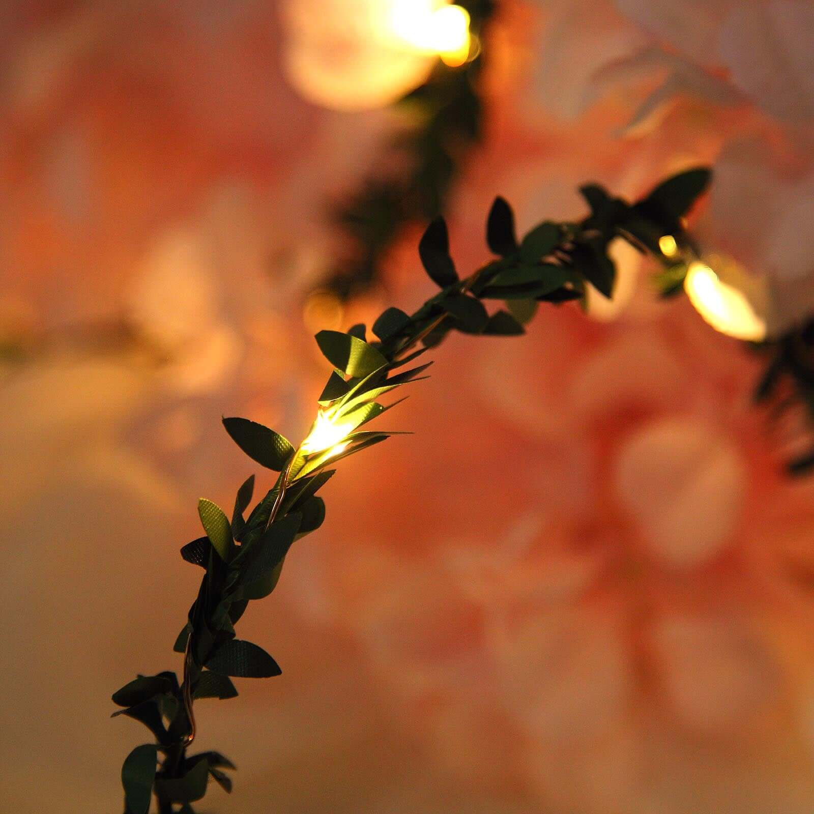 30 LED String Light Garland Green Leaf Design White Light - Battery Operated DÃ©cor Accent 10ft