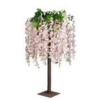 Blush Artificial Wisteria Tree â€“ 4ft Cascading Silk Flowers with Natural Trunk for Weddings, Receptions & Event Centerpieces - Bell Racket Store