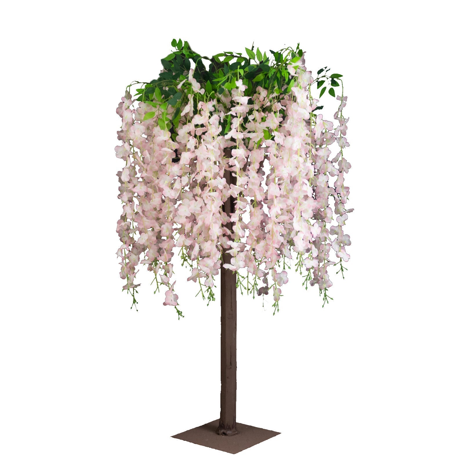 Blush Artificial Wisteria Tree â€“ 4ft Cascading Silk Flowers with Natural Trunk for Weddings, Receptions & Event Centerpieces - Bell Racket Store