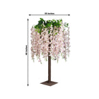 Blush Artificial Wisteria Tree â€“ 4ft Cascading Silk Flowers with Natural Trunk for Weddings, Receptions & Event Centerpieces - Bell Racket Store