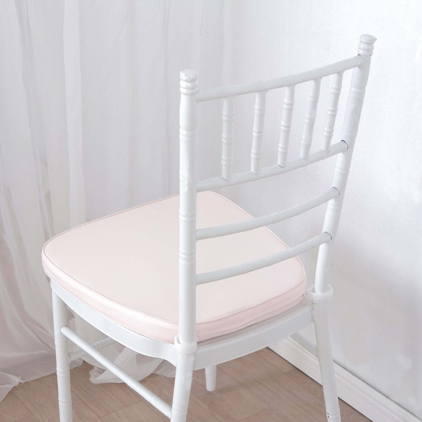 Chiavari Chair Cushion with 1.5" Thick Memory Foam and Ties Blush - Stylish Removable Cover for Comfort