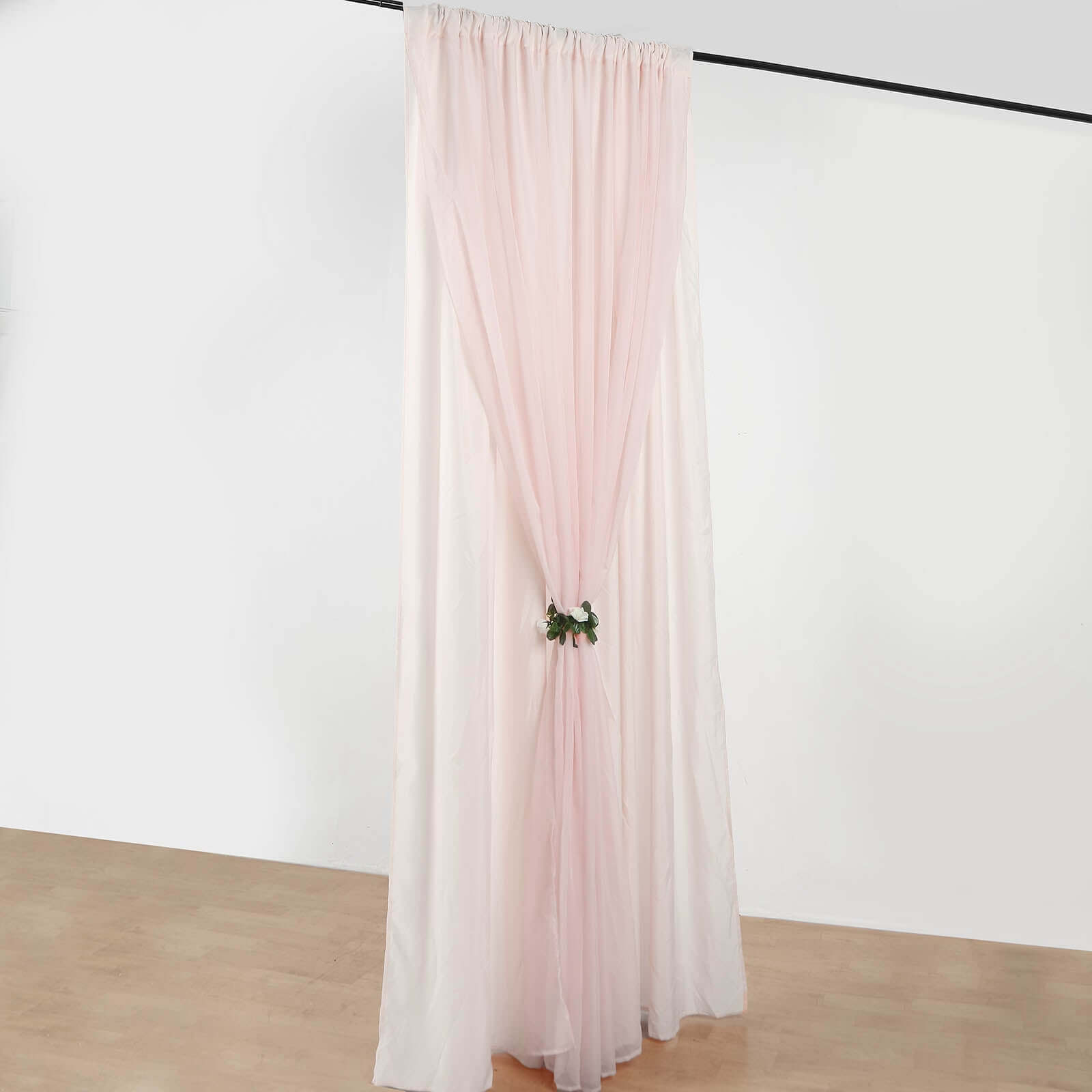 Blush Chiffon Polyester Event Curtain Drapes, Dual Layer Divider Backdrop Curtain Panels with Rod Pockets - 10ftx10ft - Bell Racket Store