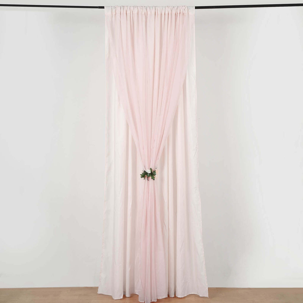 Blush Chiffon Polyester Event Curtain Drapes, Dual Layer Divider Backdrop Curtain Panels with Rod Pockets - 10ftx10ft - Bell Racket Store