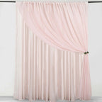 Blush Chiffon Polyester Event Curtain Drapes, Dual Layer Divider Backdrop Curtain Panels with Rod Pockets - 10ftx10ft - Bell Racket Store