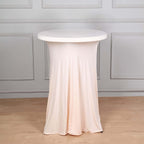 Spandex 30" Round Cocktail Table Cover Skirt Blush With Natural Wavy Drapes