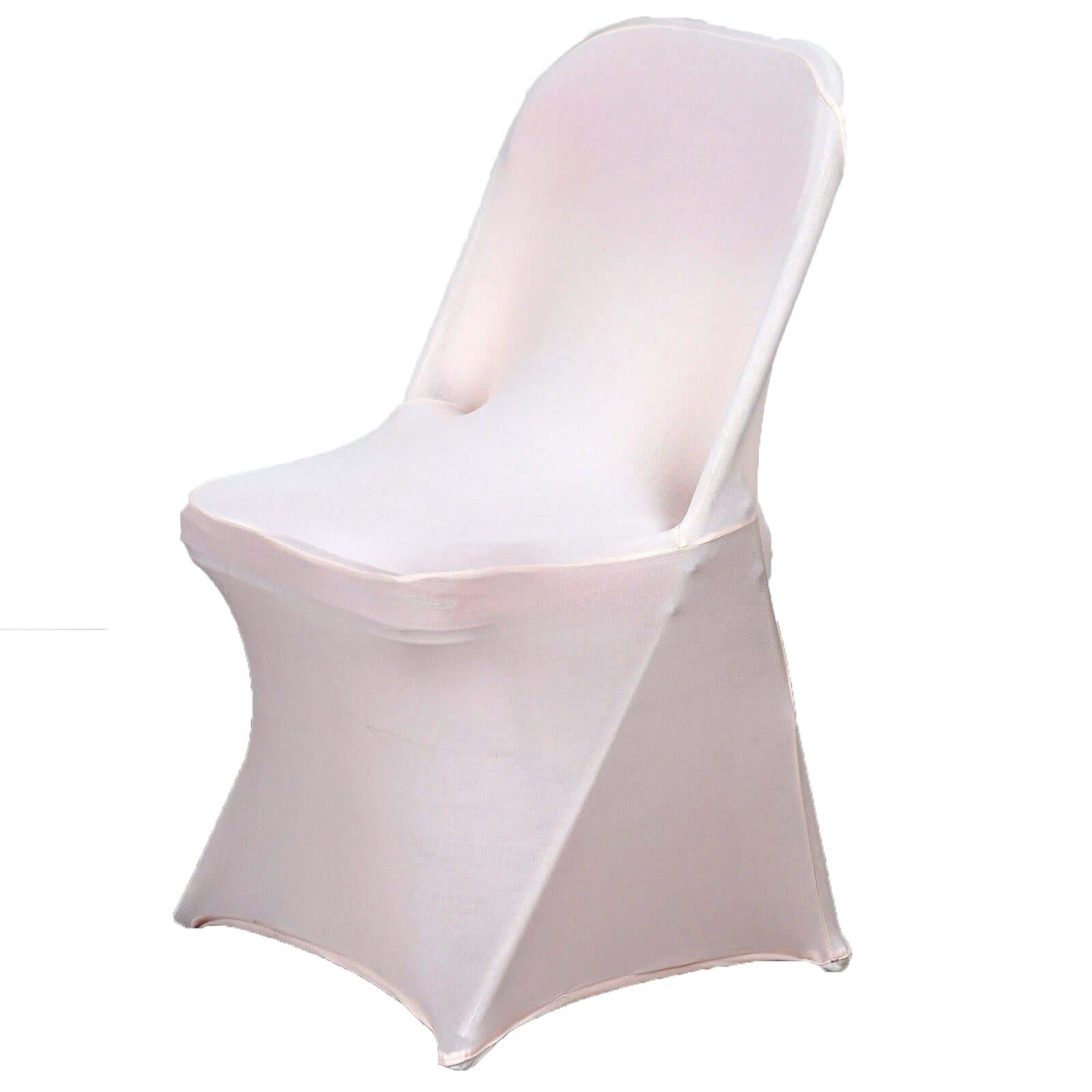 Stretch Spandex Chair Cover Blush for Folding Chairs - Reusable & Wrinkle-Resistant 160GSM Fitted Slipcover