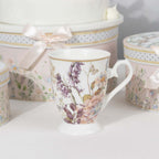 Blush Floral Design Bridal Shower Gift Set, 2 Pack Porcelain Tea Cups With Matching Keepsake Gift Box and Satin Ribbon Handle - Bell Racket Store