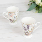 Blush Floral Design Bridal Shower Gift Set, 2 Pack Porcelain Tea Cups With Matching Keepsake Gift Box and Satin Ribbon Handle - Bell Racket Store