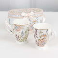 Blush Floral Design Bridal Shower Gift Set, 2 Pack Porcelain Tea Cups With Matching Keepsake Gift Box and Satin Ribbon Handle - Bell Racket Store
