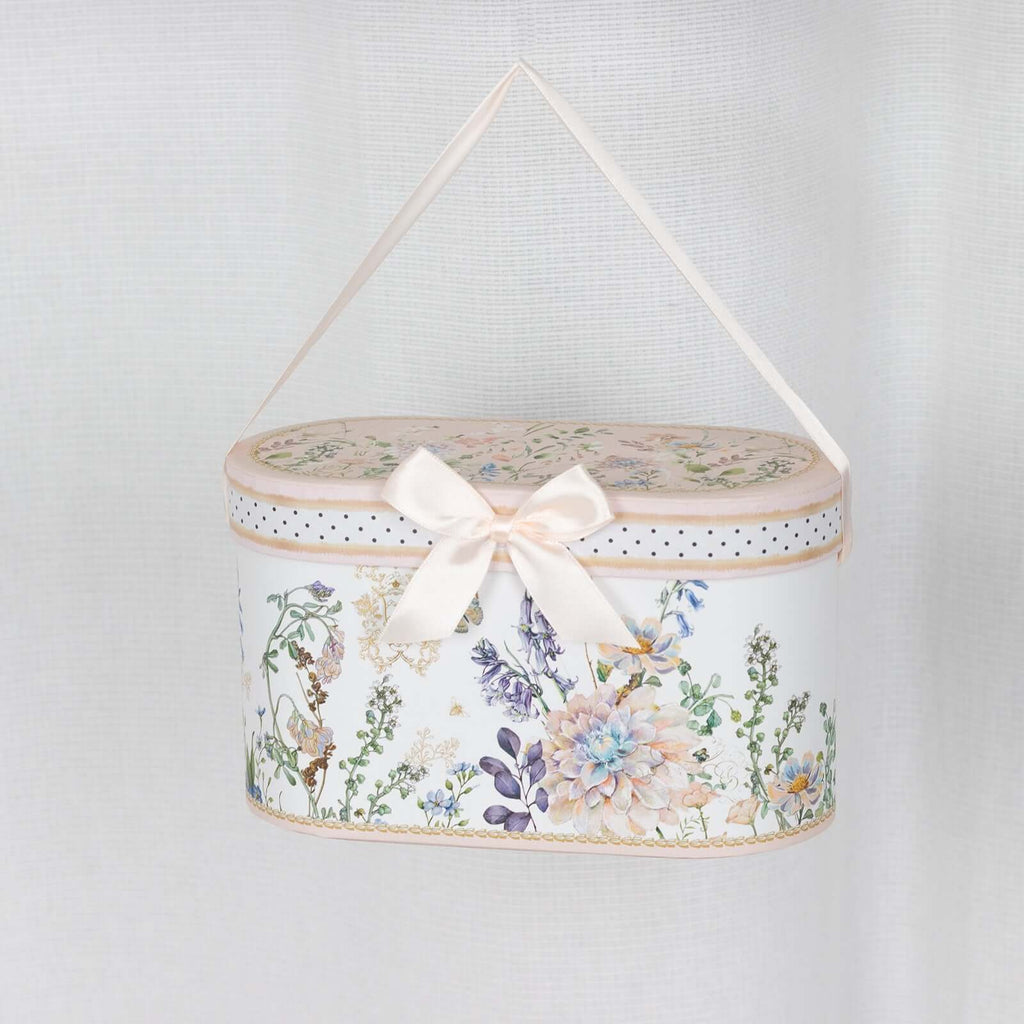 Blush Floral Design Bridal Shower Gift Set, 2 Pack Porcelain Tea Cups With Matching Keepsake Gift Box and Satin Ribbon Handle - Bell Racket Store