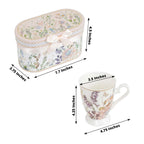 Blush Floral Design Bridal Shower Gift Set, 2 Pack Porcelain Tea Cups With Matching Keepsake Gift Box and Satin Ribbon Handle - Bell Racket Store