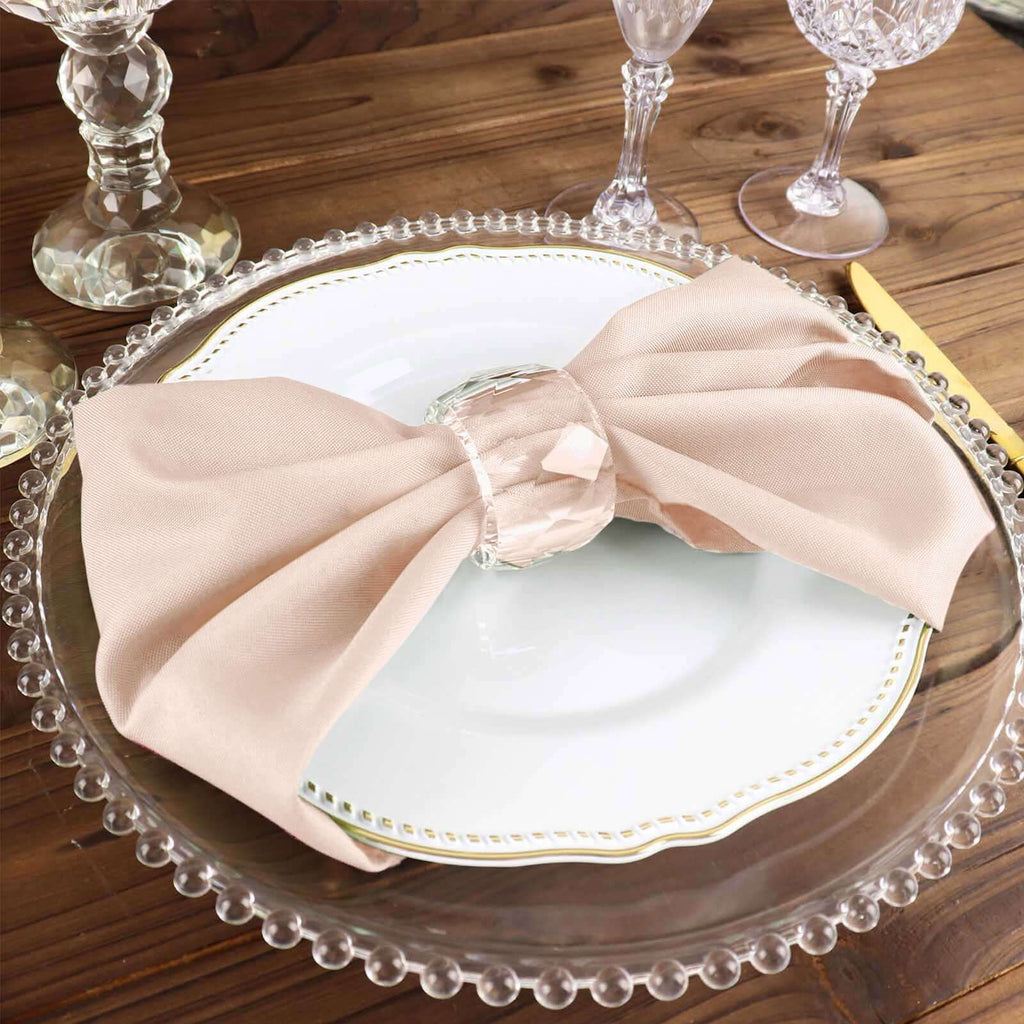 5 Pack Polyester 17"x17" Napkins Blush - Durable & Wrinkle Resistant Dinner Napkins