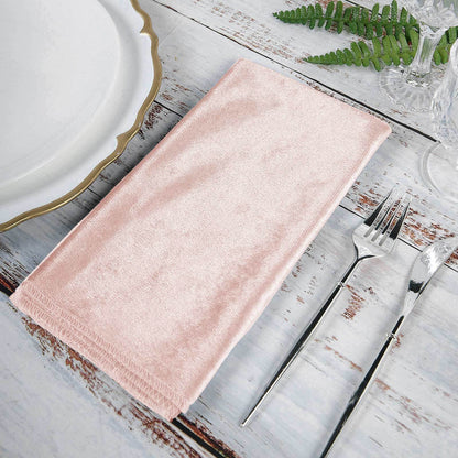 5 Pack Premium Velvet 20"x20" Napkins Blush - Soft Sheen Finish Cloth Napkins