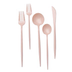 50-Pack Plastic Utensil Set Blush Pink - Premium Disposable Heavy Duty Sleek Flatware