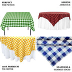 Polyester 54"x54" Table Overlay Square Tablecloth White/Rose Quartz - Checkered Buffalo Plaid Design for Casual Table Settings