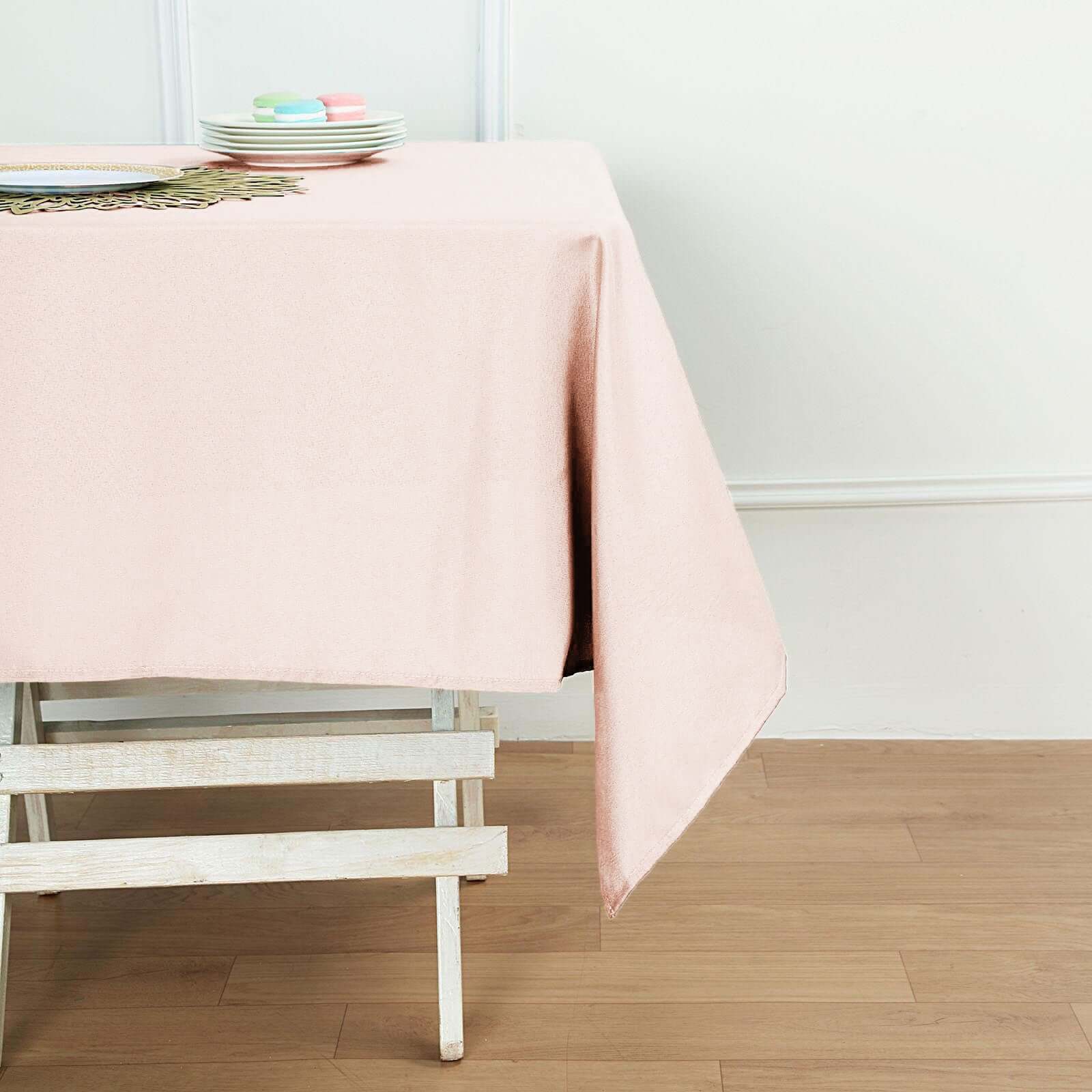 Polyester Square 54"x54" Tablecloth Blush - Wrinkle-Resistant & Durable Table Cover