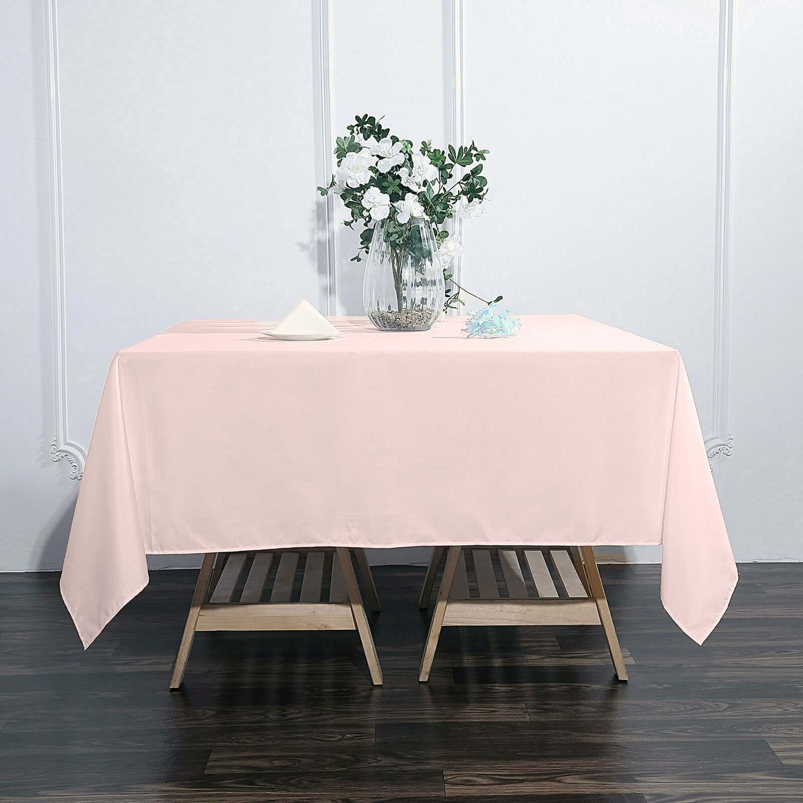 Polyester Square 70"x70" Tablecloth Blush - Wrinkle-Resistant & Durable Table Cover