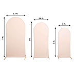 Set of 3 Matte Blush Spandex Fitted Chiara Backdrop Stand Cover For Round Top Wedding Arch - 5ft, 6ft, 7ft